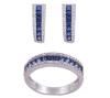 <span class='ref_item'>17 -</span> <span class="object_title">CONJUNTO DE SORTIJA Y PENDIENTES EN ORO 18KT, ZAFIROS Y DIAMANTES</span>  <p><span class="technical_description">Lote compuesto por una sortija y pendientes realizados en oro de 18kt. Adornados con carril central de zafiros en talla carré con peso total aprox 0.25ct y bandas de diamantes en talla brillante con un peso total aprox 0.70ct<br/>Medida Sortija: 12<br/>Cierre Pendientes: Ballestilla</span><br>Peso: <span class="PESO_HCES1">8</span> <span class="PESOUMED_HCES1">gr.</span><br></p>