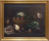 <span class='ref_item'>19 -</span> <span class="description">BODEGÓN CON GALLO Y CESTA DE HORTALIZAS </span>  <p><span class="description">ESCUELA ESPAÑOLA S.XIX <br>Óleo sobre lienzo<br>Enmarcados en madera dorado.<br>Medidas con marco: 89 x 105,5cm</span></p>