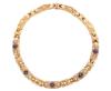 <span class='ref_item'>151 -</span> <span class="object_title">GARGANTILLA "YANES" EN ORO 18KT, ZAFIROS Y DIAMANTES</span>  <p><span class="technical_description">Gargantilla de la joyería "Yanes", colección Malpica, realizada en oro de 18kt. En cinco eslabones, centro de zafiros en talla carré con peso total aprox 3ct, acompañados de diamantes en talla brillante con peso total aprox 3.50ct. Además, cuatro eslabones mates. Nº 10005<br/>Cierre: Caja con lengüeta y ocho de seguridad<br/>Longitud: 45cm</span><br>Peso: <span class="PESO_HCES1">153</span> <span class="PESOUMED_HCES1">gr.</span><br></p>