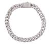 <span class='ref_item'>176 -</span> <span class="object_title">PULSERA EN PLATA DE LEY Y MOISSANITAS CON ESLABÓN CUBANO</span>  <p><span class="technical_description">Pulsera realizada en plata de ley con eslabón cubano. Cuajada de moissanitas<br/>Cierre: Caja con lengüeta y doble ocho de seguridad<br/>Longitud: 19cm</span><br>Peso: <span class="PESO_HCES1">24,70</span> <span class="PESOUMED_HCES1">gr.</span><br></p>