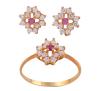 <span class='ref_item'>164 -</span> <span class="object_title">CONJUNTO DE PENDIENTES Y SORTIJA EN ORO 18KT CON CIRCONITAS</span>  <p><span class="technical_description">Conjunto de pareja de pendientes y sortija realizados en oro de 18kt con diseño de estrella adornados con circonitas rojas e incoloras<br/>Cierre Pendientes: Ballestilla<br/>Medida Sortija: 17</span><br>Peso: <span class="PESO_HCES1">3,60</span> <span class="PESOUMED_HCES1">gr.</span><br></p>