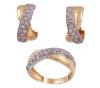 <span class='ref_item'>245 -</span> <span class="object_title">CONJUNTO DE PENDIENTES Y SORTIJA EN ORO BICOLOR 18KT CON CICONITAS</span>  <p><span class="technical_description">Conjunto de pareja de pendientes y sortija realizados en oro de 18kt. Con bandas cruzadas en oro blanco cuajadas de circonitas<br/>Cierre Pendientes: Ballestilla con adaptador de silicona<br/>Medida Sortija: 20</span><br>Peso: <span class="PESO_HCES1">8,60</span> <span class="PESOUMED_HCES1">gr.</span><br></p>