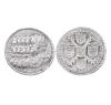 <span class='ref_item'>95 -</span> <span class="object_title">MONEDA CONMEMORATIVA EN PLATA DE LEY DE FELIPE II Y SUS ESPOSAS</span>  <p><span class="technical_description">Anverso: Efígie de perfil de Felipe II junto con la de sus 4 mujeres (María Manuela de Portugal, Ana de Austria, Isabel de Valois y María I de Inglaterra)  /  ·D·G·, ·R·, ·HISP·, PIIS· (exergo). <br/>Reverso: Aparecen los escudos de los 5 reinados que gobiernan cada uno de los monarcas del anverso / ISABELLA·44· MARIA·54 · ELISABETH·59 · ANNA·70 (exergo).<br/>Diámetro: 5,2 cm. </span><br>Peso: <span class="PESO_HCES1">31,80</span> <span class="PESOUMED_HCES1">gr.</span><br></p>