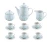 <span class='ref_item'>94 -</span> <span class="object_title">JUEGO DE CAFÉ EN PORCELANA DE BAVARIA</span>   <p><span class="technical_description">Juego compuestos por tazas, platitos, azucarero, lechera y tetera. Decorados con motivos vegetales coloridos y detalles dorados. <br/>Con sello de porcelana en la base.</span><br></p>