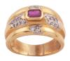 <span class='ref_item'>161 -</span> <span class="object_title">SORTIJA EN ORO BICOLOR 18KT, RUBÍ Y DIAMANTES</span>  <p><span class="technical_description">Sortija realizada en oro bicolor de 18kt. Rubí central en talla rectangular con peso aprox 0.35ct y diamantes en talla brillante con vistas en blanco y peso total aprox 0.25ct<br/>Medida Sortija: 18</span><br>Peso: <span class="PESO_HCES1">7,80</span> <span class="PESOUMED_HCES1">gr.</span><br></p>
