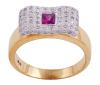 <span class='ref_item'>35 -</span> <span class="object_title">SORTIJA EN ORO 18KT, RUBÍ Y DIAMANTES</span>  <p><span class="technical_description">Sortija realizada en oro de 18kt. Rubí central en talla princesa con peso aprox 0.20ct y diamantes en talla brillante con peso total aprox 0.45ct<br/>Medida Sortija: 18</span><br>Peso: <span class="PESO_HCES1">7,80</span> <span class="PESOUMED_HCES1">gr.</span><br></p>