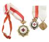 <span class='ref_item'>181 -</span> <span class="object_title">CONJUNTO DE 3 MEDALLAS MILITARES DE LA CRUZ ROJA, AÑOS 40</span>   <p><span class="technical_description">Condecoraciones de la Cruz Roja , dos esmaltadas y otra con el retrato de su fundador.</span><br></p>