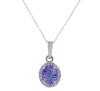 <span class='ref_item'>36 -</span> <span class="object_title">COLGANTE Y CADENA EN ORO 18KT, TANZANITA Y DIAMANTES</span>  <p><span class="technical_description">Colgante y cadena realizados en oro de 18kt. El colgante con una tanzanita en talla oval de peso total aprox 1.10ct y orla diamantes en talla brillante con peso total aprox de 0.15ct. Cadena de pequeño eslabón barbado<br/>Cierre: Reasa<br/>Longitud de la cadena: 40cm</span><br>Peso: <span class="PESO_HCES1">1,90</span> <span class="PESOUMED_HCES1">gr.</span><br></p>