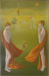 <span class='ref_item'>133 -</span> <span class="object_title">"LA HUMANIDAD COMPLETADA", 1972</span>   <p><span class="author">MARGARET MARLEY MODLIN (Carolina del Norte, 1927 - Madrid, 1998) </span> <br><span class="technique_material">Óleo sobre lienzo</span><br><span class="technical_description">Firmado y fechado en el ángulo inferior derecho<br/>Enmarcado. Ligeros desperfectos<br/>Medidas: 194 x 129cm sin enmarcar</span><br></p>