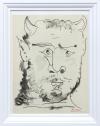 <span class='ref_item'>76 -</span> <span class="object_title">"VISAGE DE FAUNE", BUFFON. PARÍS, 1957</span>   <p><span class="author">PABLO RUÍZ PICASSO (Málaga, 1881 - Mougins, 1973)  </span> <br><span class="technique_material">Litografía firmada manualmente en rojo por Picasso</span><br><span class="technical_description">Muestra uno de los diseños de "Buffon", álbum que reúne 40 dibujos que Picasso realizó en los márgenes de un ejemplar editado por Martin Fabiani en 1957.<br/>Firmado en la zona inferior derecha. Edición 139 de 226 ejemplares. Imprenta Priester Fréres y publicado por Cercle D&#39;Art S.A.<br/>Acompaña certificado de autenticidad nº 714866, emitido por Pavillon des Arts, Art de L&#39;ile de France, con fecha 13 de abril de 1982<br/>Enmarcado con metacrilato. <br/>Medidas: 47 x 36,5cm con marco. 36,5 x 27,5cm sin marco</span><br></p>