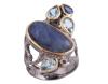 <span class='ref_item'>280 -</span> <span class="object_title">SORTIJA EN PLATA 925 CON CHAPADO EN ORO, KIANITA, TOPACIOS Y ZAFIROS. JOYERÍA DE AUTOR, PIEZA ÚNICA</span>  <p><span class="technical_description">Sortija realizada en plata de ley 925 con contraste y partes chapadas en oro. Kianita en cabujón oval con peso total aprox 10ct, tres topacios en talla perilla con peso total aprox 1.30ct y zafiros con peso total aprox 0.15ct<br/>Medida Sortija: 15</span><br>Peso: <span class="PESO_HCES1">9,80</span> <span class="PESOUMED_HCES1">gr.</span><br></p>