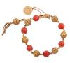 <span class='ref_item'>267 -</span> <span class="object_title">PULSERA EN ORO 18KT Y CORAL</span>  <p><span class="technical_description">Pulsera realizada en oro de 18kt. Compuesta por cuentas esféricas caladas de oro alternando con cuentas de coral. Colgando una esfera calada y una medalla en la cadena de seguridad con el signo de Libra y la grabación "9-4-65"<br/>Cierre: Pestaña con cadena de seguridad<br/>Longitud: 18cm</span><br>Peso: <span class="PESO_HCES1">40,50</span> <span class="PESOUMED_HCES1">gr.</span><br></p>