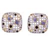 <span class='ref_item'>41 -</span> <span class="object_title">PENDIENTES EN PLATA 925 CON CHAPADO EN ORO, TANZANITAS Y ZAFIROS. JOYERÍA DE AUTOR, PIEZA ÚNICA</span>  <p><span class="technical_description">Pareja de pendientes en plata de ley 925 con contraste y partes chapadas en oro. Forma cuadrada y calada, adornada por tanzanitas en talla cuadrada y redonda, con peso total aprox 0.80ct y zafiros en talla redonda con peso total aprox 0.35ct.<br/>Cierre: Omega<br/>Medidas: 2 x 2cm</span><br>Peso: <span class="PESO_HCES1">12,20</span> <span class="PESOUMED_HCES1">gr.</span><br></p>