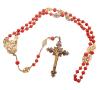<span class='ref_item'>285 -</span> <span class="object_title">ROSARIO EN PLATA 925 CHAPADA EN ORO Y CORAL, S.XIX</span>  <p><span class="technical_description">Rosario realizado en plata de ley 925 chapada en oro, siglo XIX. Formado por cuentas esféricas de coral, medalla y aplicaciones caladas y colgando un crucifijo con la imagen de cristo elaborado en filigrana.<br/>Longitud: 60cm</span><br>Peso: <span class="PESO_HCES1">48,50</span><br></p>