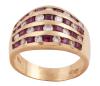 <span class='ref_item'>21 -</span> <span class="object_title">SORTIJA EN ORO 18KT, RUBÍES Y DIAMANTES</span>  <p><span class="technical_description">Sortija bombé realizada en oro de 18kt. Con cuatro carriles donde se alternan rubíes en talla cuadrada con peso total aprox 0.20ct y diamantes en talla brillante con peso total aprox 0.25ct. Contraste grabado en el interior "750 Veniz"<br/>Medida Sortija: 12</span><br>Peso: <span class="PESO_HCES1">6,10</span> <span class="PESOUMED_HCES1">gr.</span><br></p>