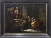 <span class='ref_item'>6 -</span> <span class="object_title">JOSÉ Y SUS HERMANOS</span>   <p><span class="author">ESCUELA HOLANDESA S.XIX</span> <br><span class="technique_material">Óleo sobre tabla</span><br><span class="technical_description">Escena de interior palaciego que representa el momento en el José muestra a sus hermanos la túnica violeta regalada por su padre. Sigue modelos de representación del pintor holandés Adriaen Verdoel (Flesinga, 1620-1675).<br/>Enmarcado en madera ebonizada y tallada y borde interior en dorado. Con detalles de herrajes en las esquinas. Grietas en la madera.<br/>Medidas con marco: 100 x 78cm</span><br></p>