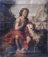 <span class='ref_item'>81 -</span> <span class="object_title">COPIA DE LA OBRA ORIGINAL "SAN JUAN BAUTISTA NIÑO" DE BARTOLOMÉ ESTEBAN MURILLO</span>   <p><span class="technique_material">Óleo sobre lienzo</span><br><span class="technical_description">Representa al niño san Juan Bautista ataviado con una gran túnica roja y junto a un cordero.<br/>Sin enmarcar<br/>Muestra faltas de pigmento y perforaciones en zona inferior izquierda y central superior. <br/>Medidas: 54x45,5cm</span><br></p>