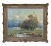 <span class='ref_item'>31 -</span> <span class="object_title">VISTA DE PAISAJE (S. XX)</span>   <p><span class="technique_material">Óleo sobre lienzo</span><br><span class="technical_description">Representa un paisaje con un algo y montañas.<br/>Firma ilegible en la esquina inferior derecha.<br/>Enmarcado en madera tallada y parcialmente dorada. El lienzo presenta rotura y desperfectos<br/>Medidas: 71 x 64cm sin marco</span><br></p>