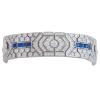 <span class='ref_item'>192 -</span> <span class="object_title">PULSERA EN PLATA DE LEY 925, ZAFIROS SINTÉTICOS Y CIRCONITAS</span>  <p><span class="technical_description">Pulsera realizada en plata de ley, con diseño Art-Déco articulada y adornada por zafiros sintéticos y circonitas. Imitación alta joyería.<br/>Cierre: Caja con lengüeta<br/>Longitud: 17,5cm</span><br>Peso: <span class="PESO_HCES1">39,30</span> <span class="PESOUMED_HCES1">gr.</span><br></p>