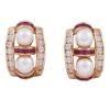 <span class='ref_item'>261 -</span> <span class="object_title">PENDIENTES EN ORO 18KT, PERLAS CULTIVADAS, RUBÍES Y CIRCONITAS</span>  <p><span class="technical_description">Pareja de pendientes realizados en oro de 18kt con perlas cultivadas de color blanco calibradas aprox en 6mm, rubíes en talla redonda con peso total aprox 0.30ct y circonitas<br/>Cierre: Omega</span><br>Peso: <span class="PESO_HCES1">9,70</span> <span class="PESOUMED_HCES1">gr.</span><br></p>
