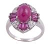 <span class='ref_item'>45 -</span> <span class="object_title">SORTIJA EN ORO 18KT, RUBÍES Y DIAMANTES</span>  <p><span class="technical_description">Sortija realizada en oro de 18kt. Con rubí central en cabujón oval acompañado de otros rubíes en talla trapecio con peso total aprox 2.50ct y cuajado de diamantes en talla brillante con peso total aprox 0.30ct. Se acompaña de copia de certificado GCI 1802MRG1034<br/>Medida Sortija: 16<br/>RefC 5194GP</span><br>Peso: <span class="PESO_HCES1">7,20</span> <span class="PESOUMED_HCES1">gr.</span><br></p>