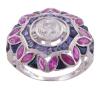 <span class='ref_item'>258 -</span> <span class="object_title">SORTIJA EN ORO 18KT, ZAFIROS, RUBÍES Y DIAMANTE</span>  <p><span class="technical_description">Sortija realizada en oro de 18kt. Diamante central en talla brillante con peso aprox 1ct con orla de zafiros en talla fantasía con peso total aprox 0.25ct y rubíes en talla marquise con peso total aprox 0.20ct. Se acompaña de copia de certificado GIL JEW201711282292<br/>Medida Sortija: 13<br/>RefC 4949</span><br>Peso: <span class="PESO_HCES1">5,70</span> <span class="PESOUMED_HCES1">gr.</span><br></p>