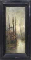 <span class='ref_item'>43 -</span> <span class="object_title">VISTA DE CASA CON RÍO (1889)</span>   <p><span class="author">RAMIRO LAFUENTE (S. XIX)</span> <br><span class="technique_material">Óleo sobre lienzo</span><br><span class="technical_description">Muestra la fachada de una casa a las orillas de un río, rodeada de árboles.<br/>Firmado y fechado por el autor en la zona inferior izquierda.<br/>Enmarcado en madera negra, con algunos desperfectos.<br/>Medidas con marco: 88,5x53,5cm</span><br></p>