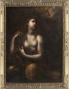 <span class='ref_item'>38 -</span> <span class="object_title">MAGDALENA PENITENTE</span>   <p><span class="author">ESCUELA ESPAÑOLA, S.XVII  </span> <br><span class="technique_material">Óleo sobre lienzo</span><br><span class="technical_description">Muestra a María Magdalena en actitud de penitencia sobre un fondo oscuro, siguiendo la iconografía tradicional de la pintura española del siglo XVII.<br/>En marco de la época, en madera tallada y dorada.<br/>Medidas con marco: 141x120cm</span><br></p>