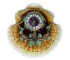 <span class='ref_item'>138 -</span> <span class="object_title">RELOJ DE PARED EN FORMA DE VENERA</span>   <p><span class="technical_description">Realizado en cerámica policromada y barnizada. Con números romanos y aguja y péndulo en metal dorado.<br/>En estado de marcha.<br/>Medidas: 44x43,5cm</span><br></p>