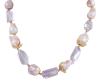 <span class='ref_item'>43 -</span> <span class="object_title">COLLAR EN PLATA 925 CHAPADA EN ORO, AMATISTAS Y PERLAS BARROCAS CULTIVADAS</span>  <p><span class="technical_description">Collar realizado en plata de ley 925 chapada en oro. Formado por amatistas lavanda transparentes en tallas facetadas y grandes perlas cultivadas barrocas en tonos crema. Cadena rematada con perla redonda. Se acompaña de copia de certificado GFCO AJ2768C<br/>Cierre: En "S" con grabación "Ormy Gold"<br/>Longitud: 40cm (+10cm de alargador)<br/>RefC 5580</span><br>Peso: <span class="PESO_HCES1">106,60</span> <span class="PESOUMED_HCES1">gr.</span><br></p>