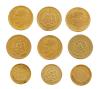 <span class='ref_item'>231 -</span> <span class="object_title">9 MONEDAS DE 2 y 2,5 PESOS MEXICANOS EN ORO 900m/m </span>  <p><span class="technical_description">Lote formado por 9 monedas realizada en oro de 900m/m. 6 son de 2,5 pesos y 3 de 2 pesos, dela primera mitad del siglo XX.<br/>Diámetro: 15mm las de 2,5 pesos y 13mm las de 2 pesos</span><br>Peso: <span class="PESO_HCES1">16,60</span> <span class="PESOUMED_HCES1">gr.</span><br></p>