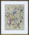 <span class='ref_item'>55 -</span> <span class="object_title">COMPOSICIÓN DE COLORES (1985)</span>   <p><span class="author">MANUEL HERNÁNDEZ MOMPÓ (España, 1927-1992)</span> <br><span class="technique_material">Acuarela y tinta sobre papel</span><br><span class="technical_description">Muestra una abstracción realizada con varios colores en tonos pastel y trazos en tinta negra.<br/>Firmado y fechado por el autor en tinta en la esquina inferior izquierda.<br/>Enmarcado en madera con paspartú y cristal.<br/>Medidas con marco: 46x38,5cm</span><br></p>