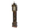 <span class='ref_item'>134 -</span> <span class="object_title">RELOJ DE PIE ESTILO ORIENTAL, AÑOS 90</span>   <p><span class="technical_description">Cuerpo realizado en madera tallada y policromada, con decoraciones figurativas y vegetales. Rematado con aplicaciones en bronce.<br/>Esfera en metal plateado y dorado con números romanos e inscripciones "Tempus Fugit" y "Bells".<br/>En funcionamiento. Con llave para cuerda.<br/>Reloj de repetición de horas y medias. <br/>Medidas: 200x38x20cm</span><br></p>