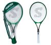 <span class='ref_item'>174 -</span> <span class="object_title">RAQUETA DE TENIS SENTRA, MODELO TRILLIUM</span>   <p><span class="technical_description">Raqueta de tenis marca Sentra, modelo Trillium de 1992. Color verde.<br/>Cuerpo realizado con una composición de fibra de carbono, aluminio y grafito. Con mango en cuero blando y cuerdas de nylon.<br/>Acompaña funda térmica original, con cremallera delantera y trasera, y cuerda para colgar.<br/>Medidas: 72x28cm</span><br></p>