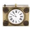 <span class='ref_item'>93 -</span> <span class="object_title">CAJA JOYERO CHINO CON RELOJ "J.E CALDWELL & CO", DE HORAS Y CUARTOS. FINALES DEL S.XIX</span>   <p><span class="technical_description">Joyero chino realizado en metal dorado con reloj central en porcelana y números romanos. Maquinaria de marca francesa J.E CALDWELL & CO, inscrito en la esfera. <br/>Decorado con grabados vegetales y caracteres chinos a los lados.<br/>Reloj repetición de horas y cuartos, cuerda cada ocho días.<br/>En estado de marcha.</span><br><span class="ALTO_HCES1">9 </span><span class="ALTOUMED_HCES1">cm.</span>x<span class="ANCHO_HCES1">12 </span><span class="ANCHOUMED_HCES1">cm.</span>x<span class="GRUESO_HCES1">4,50 </span><span class="GRUESOUMED_HCES1">cm.</span></p>