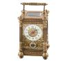 <span class='ref_item'>106 -</span> <span class="object_title">RELOJ DESPERTADOR DE CARRUAJE FRANCÉS, C.1900</span>   <p><span class="technical_description">Realizado en bronce latonado, estilo Napoleón III, dos esferas con numeración arábiga, la pequeña para el despertador. Movimiento de cuerda- llave. En estado de marcha. <br/>Altura: 15,5cm.</span><br><span class="PESO_HCES1">1033 </span><br></p>