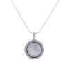 <span class='ref_item'>207 -</span> <span class="object_title">COLGANTE Y CADENA EN PLATA 925, ASA EN ORO 14KT, DIAMANTES, NÁCAR Y PIEDRAS BLANCAS</span>  <p><span class="technical_description">Colgalte y cadena realizados en plata de ley 925. El colgante con asa realizada en oro de 14kt y cuajada de diamantes en talla brillante con peso total aprox 0.06ct, y caja circular con placa de nácar, y corazón interior adornado, así como el bisel, con piedras blancas. Cadena cola de ratón<br/>Cierre: Reasa<br/>Medidas: 40cm la cadena y 2cm de diámetro el colgante<br/>RefC GE 3178</span><br>Peso: <span class="PESO_HCES1">11,70</span> <span class="PESOUMED_HCES1">gr.</span><br></p>