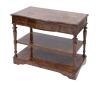 <span class='ref_item'>232 -</span> <span class="object_title">MUEBLE AUXILIAR EN MADERA DE RAÍZ DE NOGAL</span>   <p><span class="technical_description">Con doble bandeja y cajón superior. Decorado con marquetería y patas torneadas. <br/>medidas: 76x66x44cm</span><br></p>