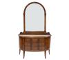 <span class='ref_item'>217 -</span> <span class="object_title">CONJUNTO MUEBLE APARADOR Y ESPEJO, ESTILO CLÁSICO</span>   <p><span class="technical_description">Mesa aparador estilo clásico en madera de nogal con tres cajones y decorado con marquetería.<br/>Con algunos desperfectos. <br/>Medidas: 118x79x32cm<br/>Espejo de pared en madera en forma de arco de medio punto. Con detalles tallados y marquetería. <br/>Medidas: 109x110cm</span><br></p>