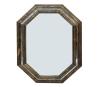 <span class='ref_item'>253 -</span> <span class="object_title">ESPEJO DE PARED OCTOGONAL</span>   <p><span class="technical_description">Realizado en chapado de metal lacado en tonos verdosos con incrustaciones de cristal envejecido.<br/>Con desperfectos. <br/>Medidas: 82x63cm</span><br></p>