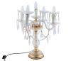 <span class='ref_item'>169 -</span> <span class="object_title">LÁMPARA DE MESA ESTILO CLÁSICO</span>   <p><span class="technical_description">En metal plateado y vidrio. Con cable de alimentación. Para cinco luces. En funcionamiento. Faltan piezas de adorno en uno de los focos.<br/>Medidas: 53cm</span><br></p>