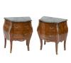 <span class='ref_item'>228 -</span> <span class="object_title">PAREJA DE MESAS AUXILIARES ESTILO ISABELINO</span>   <p><span class="technical_description">Estilo bombé isabelino, realizadas en madera de nogal con superficie de mármol verde veteado. Con aplicaciones y tiradores en metal dorado. Con dos cajones. <br/>Medidas: 60x73x37cm</span><br></p>