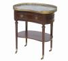 <span class='ref_item'>222 -</span> <span class="object_title">MESITA AUXILIAR DE RIÑON, ESTILO LUIS XVI</span>   <p><span class="technique_material">Madera</span><br><span class="technical_description">Mesita auxiliar estilo Luis XVI en forma de riñón realizada en caoba con sobre de mármol y galería calada. Contiene cajón con tiradores, bandeja inferior y ruedas.</span><br><span class="ALTO_HCES1">65 </span><span class="ALTOUMED_HCES1">cm.</span>x<span class="ANCHO_HCES1">58 </span><span class="ANCHOUMED_HCES1">cm.</span>x<span class="GRUESO_HCES1">35 </span><span class="GRUESOUMED_HCES1">cm.</span></p>
