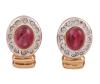<span class='ref_item'>130 -</span> <span class="object_title">PENDIENTES EN METAL DORADO, CIRCONITAS Y PIEDRAS ROJAS</span>  <p><span class="technical_description">Pareja de pendientes realizados en metal dorado. Con cabujones de piedras rojas y orla de circonitas<br/>Cierre: Omega</span><br>Peso: <span class="PESO_HCES1">7,40</span> <span class="PESOUMED_HCES1">gr.</span><br></p>