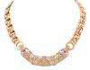 <span class='ref_item'>147 -</span> <span class="object_title">GARGANTILLA EN METAL DORADO Y PLATEADO CON CIRCONITAS</span>  <p><span class="technical_description">Gargantilla realizada en metal dorado con partes en plateado. Eslabones fantasía de 4 aros con parte central adornada con circonitas<br/>Cierre: Pestaña<br/>Longitud: 42cm</span><br>Peso: <span class="PESO_HCES1">109,10</span> <span class="PESOUMED_HCES1">gr.</span><br></p>