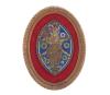 <span class='ref_item'>169 -</span> <span class="object_title">ESMALTE "CRISTO PANTOCRÁTOR"</span>   <p><span class="technique_material">Esmalte</span><br><span class="technical_description">Representa a Cristo majestad o Pantocrátor realizado sobre placa de bronce repujada y con esmalte cloisonné en varios colores. Sobre marco forrado de tejido rojo y marco de madera tallada.<br/>Medidas: 17,5x13cm</span><br></p>