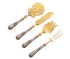 <span class='ref_item'>208 -</span> <span class="object_title">JUEGO DE SERVICIO DE CARNE CHAPADO EN PLATA Y ORO</span>  <p><span class="technical_description">Juego de cuatro grandes cubiertos para servir carne, con mango chapado en plata y hojas chapadas en oro. Decoración vegetal calada</span><br>Peso: <span class="PESO_HCES1">308,60</span><br></p>