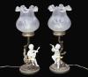 <span class='ref_item'>203 -</span> <span class="object_title">PAREJA DE LAMPARAS DE MESA EN LATÓN CON FIGURAS DE BISCUIT DE ANGELITOS</span>   <p><span class="technical_description">Pareja de lámparas en latón y vidrio decoradas. Cada una con una figurita de angelotes tocando instrumentos. Ambas conservan el cable para su funcionamiento. </span><br><span class="ALTO_HCES1">47 </span><span class="ALTOUMED_HCES1">cm.</span></p>