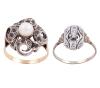 <span class='ref_item'>67 -</span> <span class="object_title">DOS SORTIJA EN ORO 18KT, CON PERLAS, ZAFIROS BLANCOS Y DIAMANTES</span>  <p><span class="technical_description">Lote formado por dos sortijas realizadas en oro de 18kt. Una de ellas con diamantes en talla rosa con peso total aprox 0.10ct y la otra con una perla central cultivada calibrada aprox en 6mm y zafiros blancos<br/>Medida Sortijas: 19 la de la perla, 16 la de diamantes</span><br>Peso: <span class="PESO_HCES1">6,30</span> <span class="PESOUMED_HCES1">gr.</span><br></p>