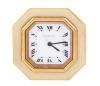 <span class='ref_item'>95 -</span> <span class="object_title">RELOJ DESPERTADOR CARTIER DE SOBREMESA. CUERDA MANUAL</span>  <p><span class="technical_description">Reloj despertador de sobremesa marca Cartier, realizado en metal dorado y esmalte. Movimiento de cuerda manual. Forma octogonal con medidas 7,5 x 7,5cm. Soporte trasero reclinable. Nº 7507-11631. Señales de uso. En estado de marcha</span><br>Peso: <span class="PESO_HCES1">341,80</span> <span class="PESOUMED_HCES1">gr.</span><br></p>